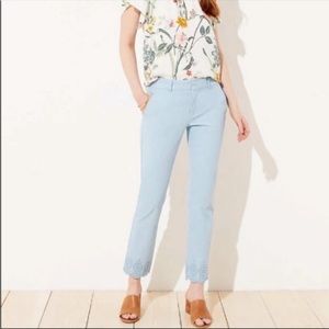 NWT LOFT Girlfriend Ankle Chinos in light blue 8 Petite 8P